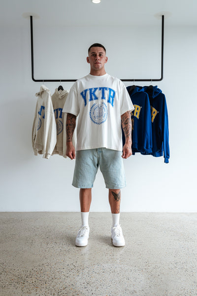 VARSITY CREST O/S TEE - WHITE